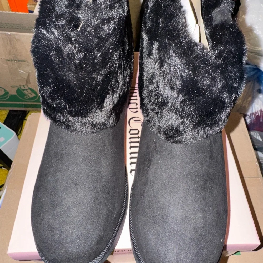 Juicy Couture Black Fur-Trimmed Women's Boots Klaire